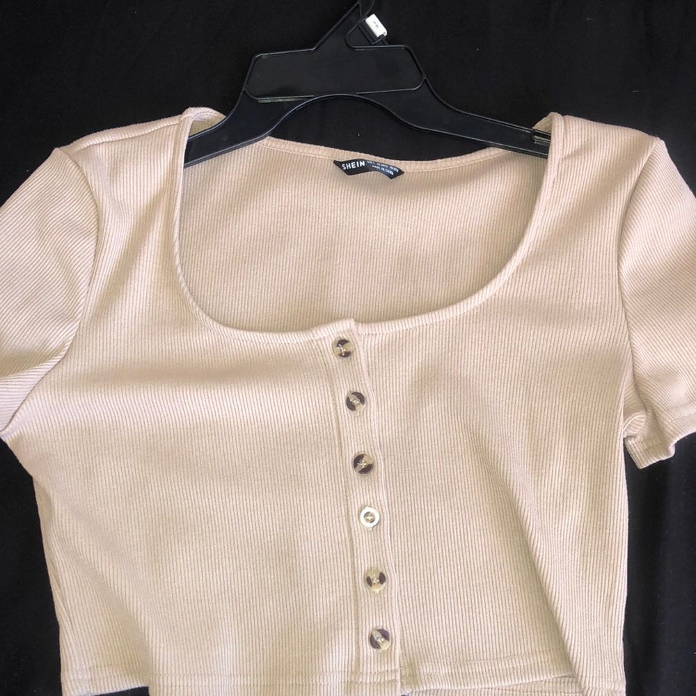 Shein Crop button up